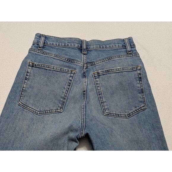 Reformation Jeans Womens Sz 26 Liza Distressed Straight Leg Crop High‎ Rise Blue - Picture 5 of 10